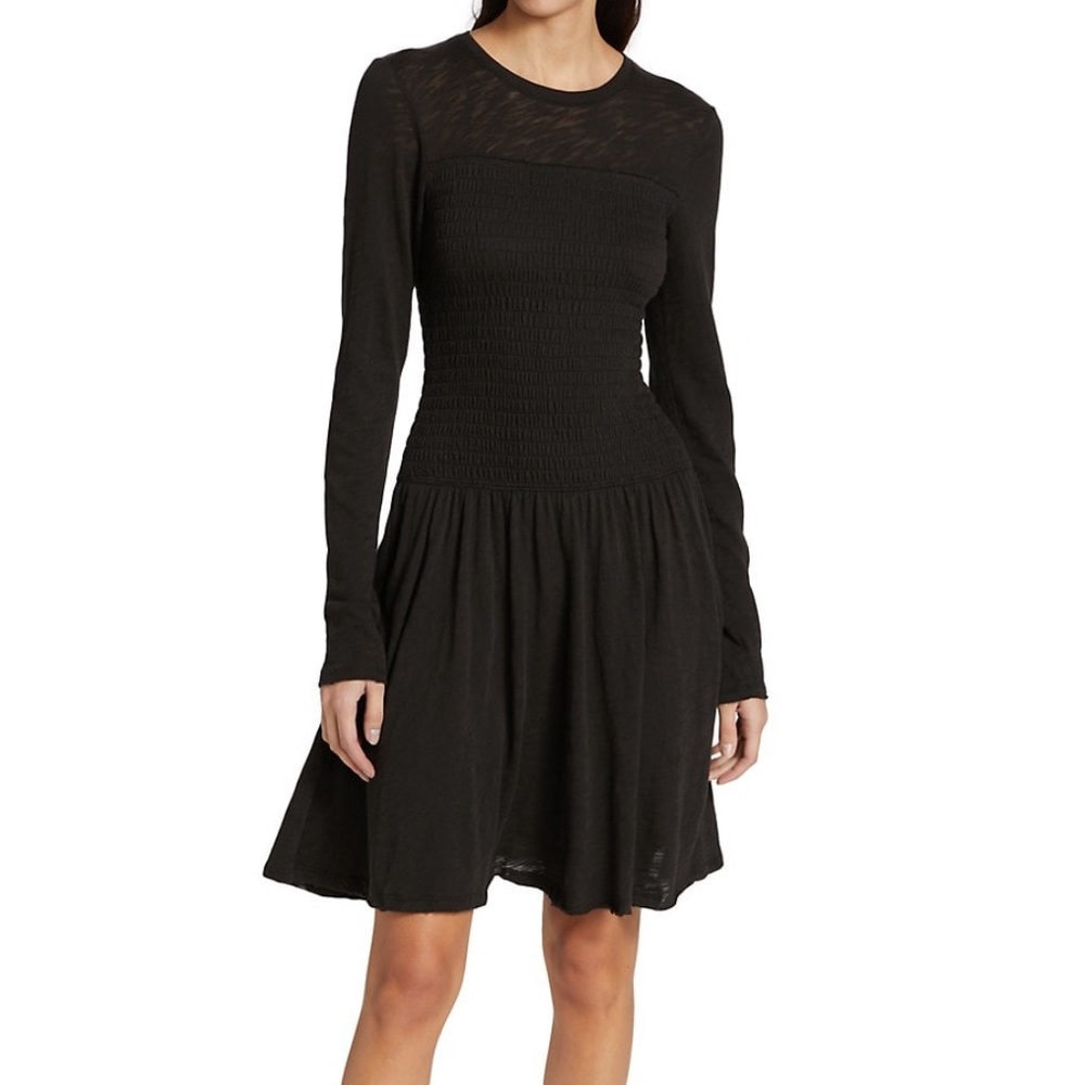 ATM Anthony Thomas Melillo Slub Jersey A-Line Dress Black Size Small